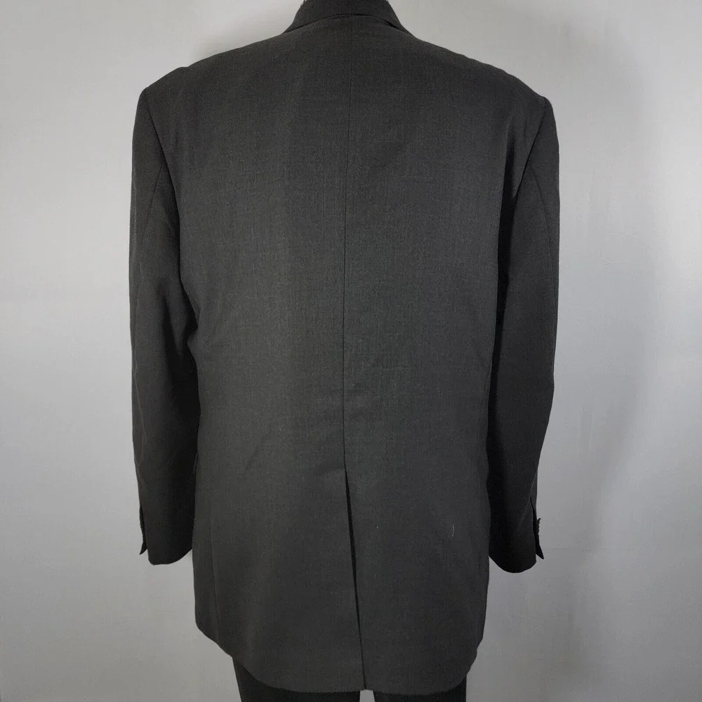 Stafford Men's Sport Coat‎ Blazer Two Button Charcoal Gray Poly Wool Size 46L